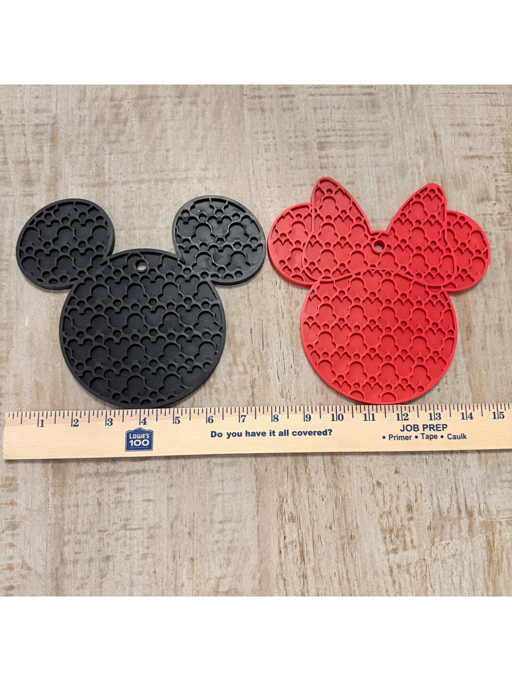 Disney Mickey & Minnie Mouse Silicone Trivets Hot Pads Red Black Set of 2